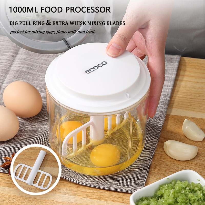 Manual Food Processor Vegetable Chopper, ZWCEGND 1000ML Onion Chopper Hand