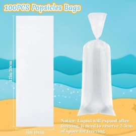 Maqihan 100 Ice Candy Plastic Bags - 4X12 Bolsas Para Bolis De Hielo Mexicanos Freeze Ic