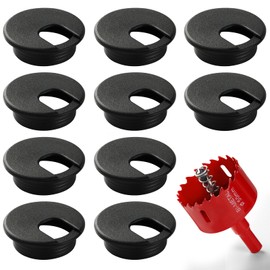 XIOGZAXI Desk Grommet 2 Inch (50 mm) 10 Pieces, Desk Hole Cover for Cables Black, Desk Hole Grommet ABS Plastic, Desk Cord Hole Cover with Hole Saw for Wires Cables Through The Countertop by XIOGZAXI