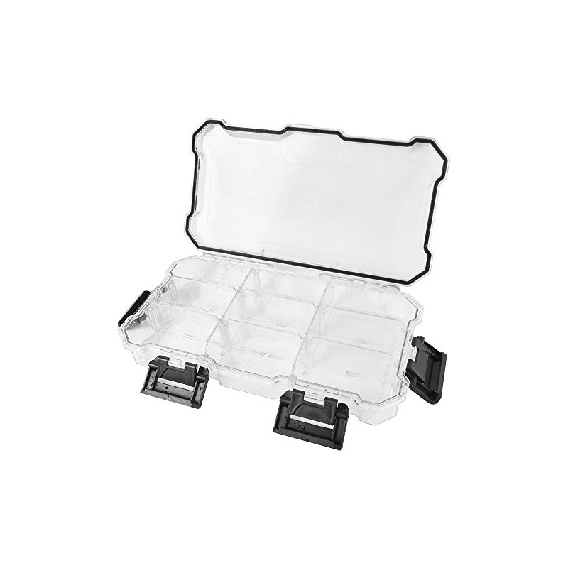 Husky 12 in. 9-Compartment Waterproof Heavy-Duty Storage Bin Small Parts