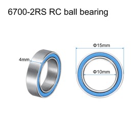 sourcing map 20pcs 6700-2RS Miniature Deep Groove Ball Bearings 10x15x4mm Double Sealed Bearings (Blue) for Electric Motor, Home Appliances, Machinery, P6 (ABEC 3)