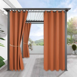 RYB HOME Indoor Outdoor Curtains Waterproof Patio Curtains 100% Privacy Drapes for Patio Pergola, Cabana Sun & Heat Block for Window Decor, Mecca Red, W52 x L95 inches