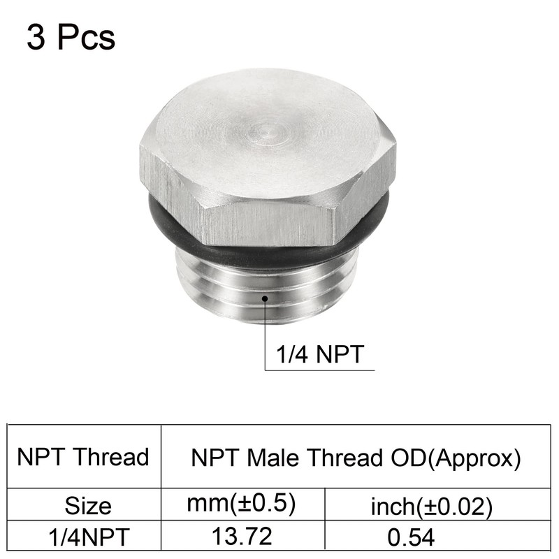PATIKIL 1/4 NPT Male Plug, 1 Pack Waterproof Dustproof 304