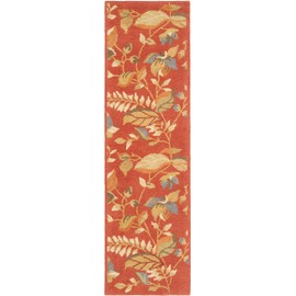 Safavieh Blossom Collection BLM913A Handmade Floral Premium Wool Runner, 2'3" x 8' , Rust / Multi