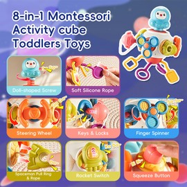AMFUN Baby Montessori Toys, Montessoris Busy Cube Toy, Grabbing Ball Baby Toy for 1 2 3 Years Boys Girls, Baby Rattle Sensory Toyed for 6 12 18 Months Infant Birthday Gifts