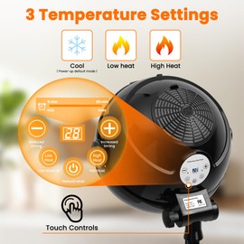 Wuissvnb Hooded Hair Dryer, Stand Hair Dryer, Professional Hooded Dryer on Wheels with Digital Display, Touch Controls and 3 Temperature Settings for Salon and Home Use - Black