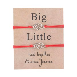 Big Little Sisters Card Infinity Wish Bracelets Set for 2 (Red) Miss Fit Boutique