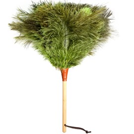 NEWONG Natural Good Ostrich Feather Duster with Bamboo Handle, Electrostatic Dust Remove for Ceiling，Fans，Bookshelves, Sofa, Windows, Fit for Home, Office and Cars Duster Green