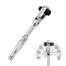 NQEUEPN 1/4" Drive Flex Head Ratchet, 2 in 1 Flex Head Ratcheting Wrench Stainless Steel 72-Tooth Dual Socket & Bit Driver Reversible Switch Mini Micro Ratchet for Automotive, Industrial