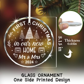 Crystal Hanging Ornaments for Newlyweds - 'Mr & Mrs' Christmas Wedding Gifts, Perfect for Married Couples' First Christmas