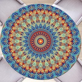 Round Fitted Tablecloth with Elastic Round Outdoor Tablecloth Round Elastic Tablecloth for Round Tables Waterproof Wipeable Tablecloth for Picnic,Camping,Dinner (Blue, M-(45''-52''))