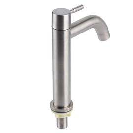 G1/2 Brushed Faucet, Stainless Steel Single Cold Faucet Wash Basin Water Tap Wrench Type Bathroom Faucet for Home Kitchen Bathroom Accessory (Cylinder Single Cold Faucet)