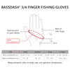 BASSDASH 3/4 Finger UPF 50+ Sun Gloves Breathable Anti-Slip Silicone