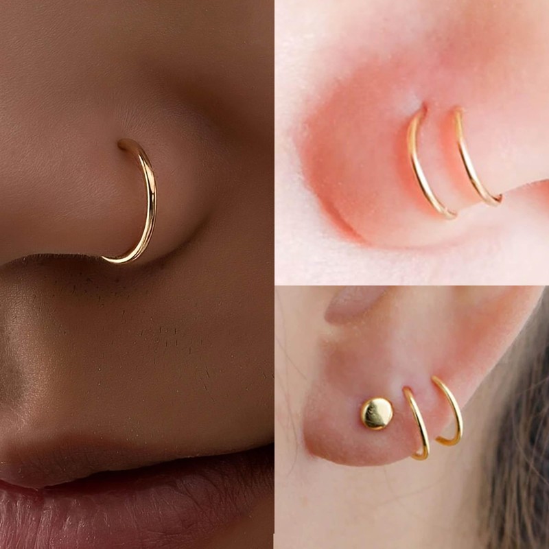 MODRSA MODRSA Double Hoop Nose Rings - Gold Surgical Steel