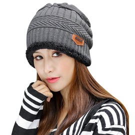 HINDAWI Womens Slouchy Beanie Winter Hat Knit Warm Snow Ski Skull Cap, Grey