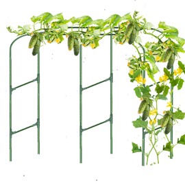 Garden Arch Cucumber Trellis for Raised Bed, U-Shape Garden Trellis for Climbing Plants Outdoor, Metal Arch Vegetables Trellis, Plant Support for Vegetable Fruit Flower Vine