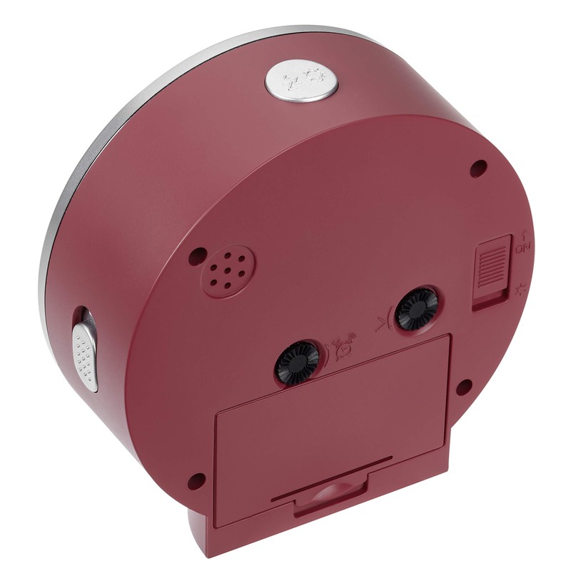 TFA Dostmann 60.1034.05 Non-Ticking Analogue Alarm Clock with Backlight Red,