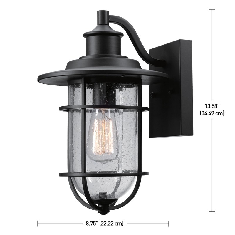 GLOBE Electric 44094 1-Light Outdoor/Indoor Wall Sconce, Black Finish, Seeded