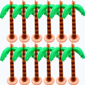 Cotiny 12 Pack 35 Inch Inflatable Palm Tree Large Swimming Pool Coconut Trees for Kids Adults Beach Outdoor Party Supplies Hawaiian Theme Tree Inflatable