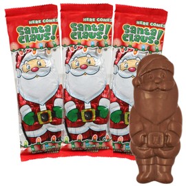 Sweetzo Santa Claus Milk Chocolate Treats, Individually Wrapped Christmas Stocking Stuffers and Gifts (Pack of 3) 4 Ounces Each (Santa)