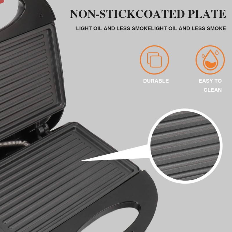 750W Panini Press, Sandwich Maker Nonstick Panini Sandwich Maker Double