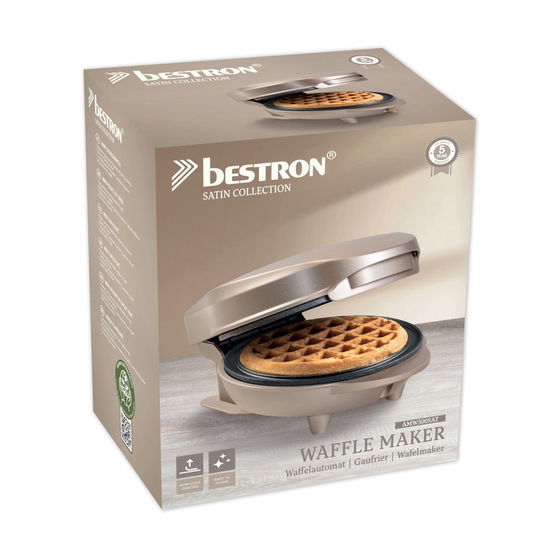 Bestron Mini Waffle Iron for Classic Waffles, Small Waffle Maker