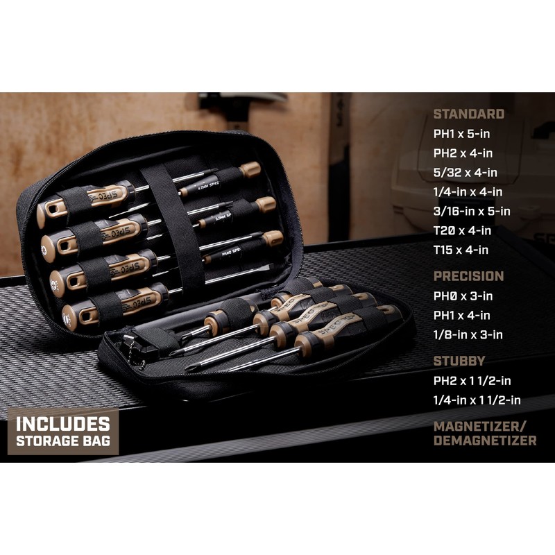 Spec Ops Tools 12-Piece Screwdriver Set, 5 Phillips, 5 Slotted,