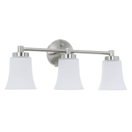 XiNBEi Lighting Vanity Light, Modern Bathroom Wall Light with Glass, Brushed Nickel 3 Light Bath Bar Light XB-W1235-3-BN