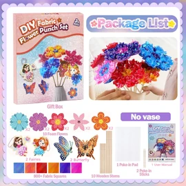 Arts and Craft Kits for Kids Poke-in Art Gifts for 4 5 6 7 8 Year Old Girls Birthday Presents Kid Craft Activity Party Favors Supplies Educational Toys Flower Gifts for Girls Toys Age 4-12