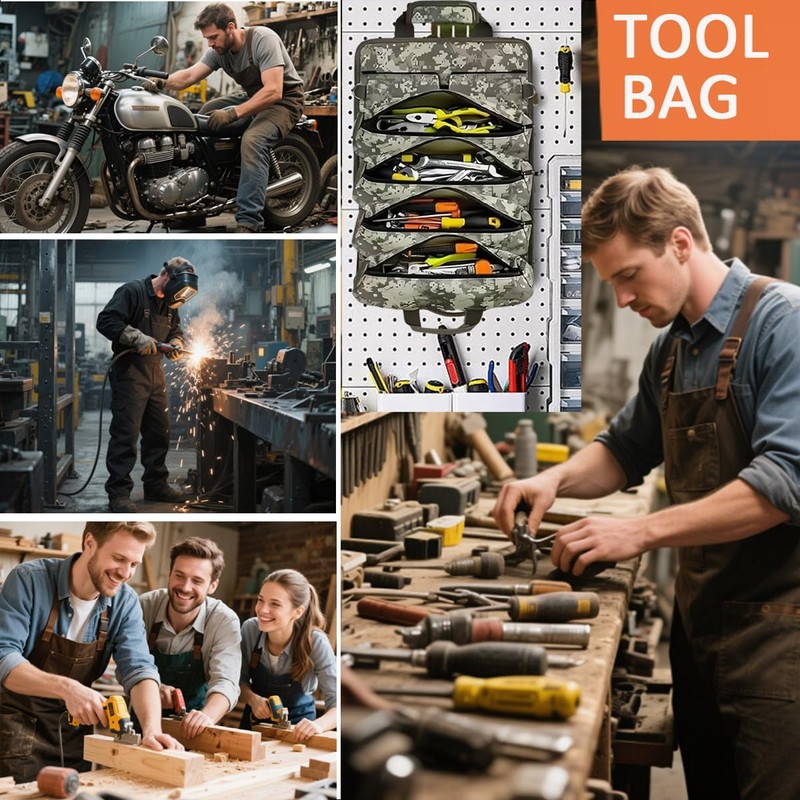 Roll Up Tool Bag, Heavy Duty Rolled Empty Portable Foldable