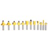 12 Pcs Router Bit Yellow Carbide Cemented Woodworking Milling Cutter