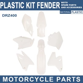JFG RACING DRZ400 Plastic Fender Fairing Kit Set,Plastic Body Work Fender Kit Replacement For DRZ400 DRZ400S DRZ400SM All Year Dirt Bike Supermoto White