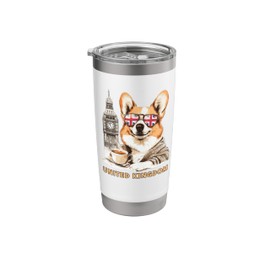 United Kingdom Corgi Dog Big Ben London Tea Travel Souvenir Stainless Steel Insulated Tumbler