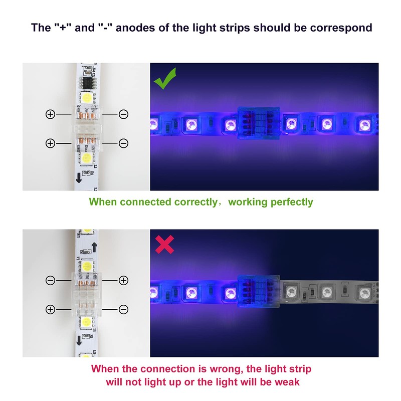 VIPMOON 12Pcs 3Pin LED Strip Light Connectors Strip to Strip