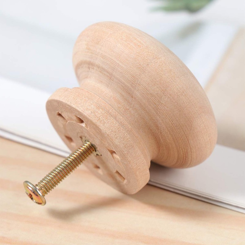 Healifty 15pcs Drawer Knobs and Pulls Wooden Round Shaped Drawer
