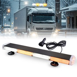 Nrgedzam 138-LED Traffic Advisor Light Bar, High Intensity Emergency Strobe Safety Warning Flashing Beacon Strobe Lights with Magnetic for Trucks Construction Vehicles Tractor Van Pickup(Amber/White)
