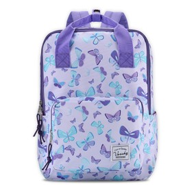 VASCHY School Backpack for Girls, 12L School Bags for Kids 4-6 Years Water Resistant Toddler Children's Rucksack with Chest Strap and Bottle Pockets for Elementary School (Lavender Butterflies)