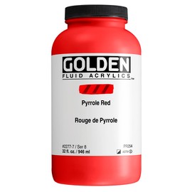 Fluid Acrylics by GOLDEN, Pyrrole Red, 32 fl. oz. Jar, Professional Acrylic Paint, Semi-Opaque