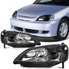 SCITOO Headlights for 2001 2002 2003 for Honda Civic Pair