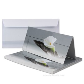 Mourning Papers by GUSTAV NEUSER 15x Mourning Cards Set with Envelopes DIN LANG Motif Mourning Flower Thank You Cards Mourning Without Window Dignified Double Cards
