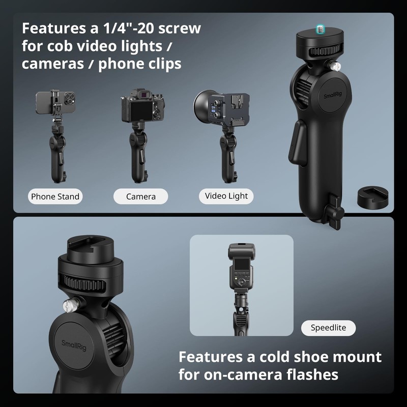 SmallRig Quick Adjustment Light Stand Adapter, One-Button 180° Pitch Adjustment,