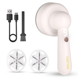 CuieTuee Lint Remover Fabric Shaver Bobble Remover for Clothes Fuzz Remover Debobbler Clothes Lint Shaver Fluff Remover with Led Digital Display 3-Gears Adjustable 6-Blades-White