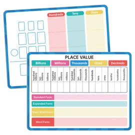 Dry Erase Place Value Whiteboard, 9" x 12" Double Sided Place Value Chart,Engage with Place Values from Billions to Decimals for Math Manipulatives, Learning Tool for Students & Kids