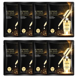 8Pcs Collagen-Gold-Gesichtsmaske 24k, Vegane Gold Maske Gesicht | Anti-Aging, Anti-Falten, Feuchtigkeitsspendende | Reduziert Feine Linien, Augenringe und Geschwollene Augen