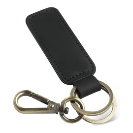 [Meltryllis] Keychain, Cowhide Leather Keychain, Double Ring Keychain, Car Key Accessory, Fashionable, Unisex, Black