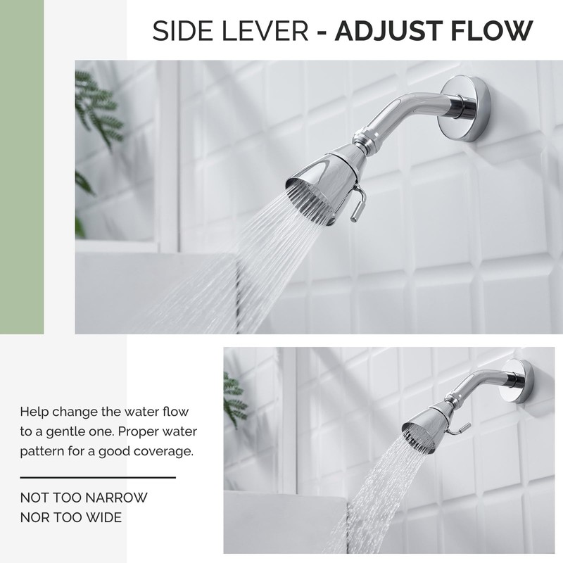 Angle Simple High Flow Shower Head, Brass Swivel Joint Adjustable