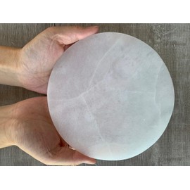 GAF TREASURES Large Selenite Circle Charing Plate, 6" Selenite Charging Station for Crystal Cleansing, Crystal Grib Layout, Energy Charging& Purification (One Plate)