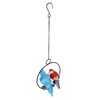 Metal Ring Double Parrot Statue Decorative Resin Perching On Branch