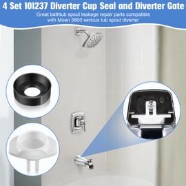 Dreyoo 4 Pack 101237 Cup Seal & Diverter Gate Compatible with Moen 3800 Tub Spout, Tub Spout Replacement Parts for Shower Bathtub Faucet Diverter