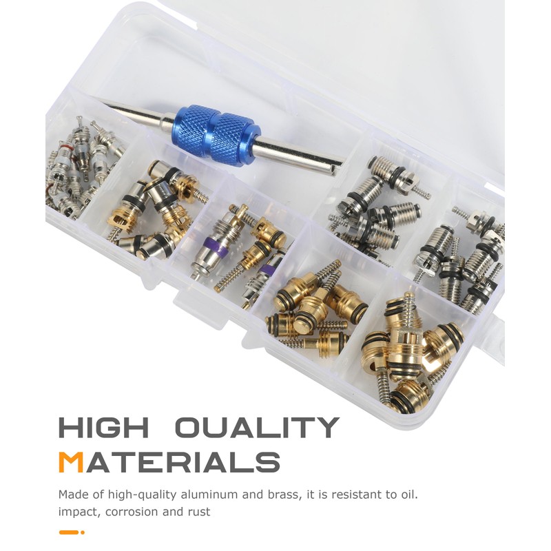 SCUARI 40PCS AC Schrader Valve Kit,AC Valve Core Kit,Car Accessories